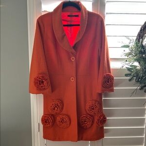 Radzoli Orange Jacket with Floral Details